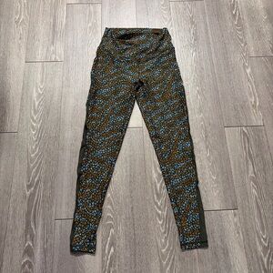 Offline by Aerie Real Me 7/8 High Rise Leggings Brown Blue Leopard Print Women M